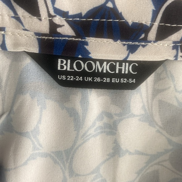 BloomChic Blue and White Tie Front Midi Sundress - Picture 2 of 8